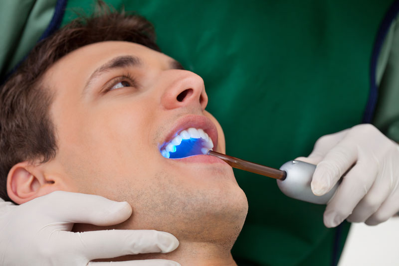 a dental implant patient being prepared for a dental implant procedure.